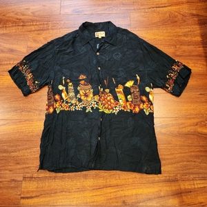 Aloha Joe Hawaiian Shirts Cocktail Print Short Sleeve Shirt  Size L